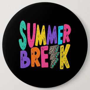 Summer Break Teachers Life Leopard Bolt Vacation W Button