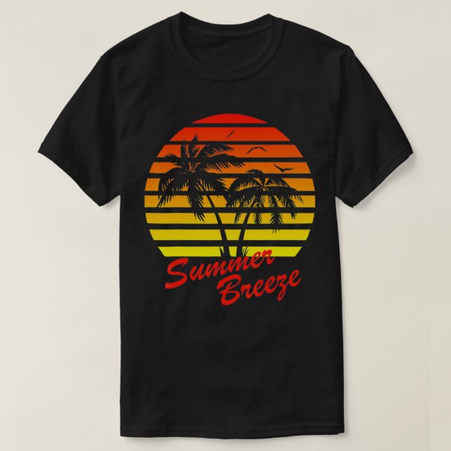 Summer Breeze 80er Sommer Beach Palm Tree Sunset T-Shirt (Design vorne)