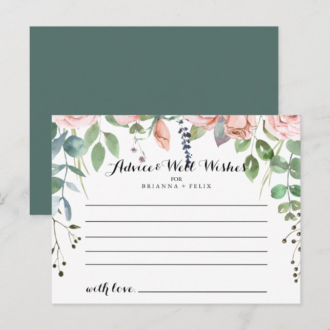 Summer Breeze Floral Wedding Advice Card Postkarte (Vorne/Hinten)