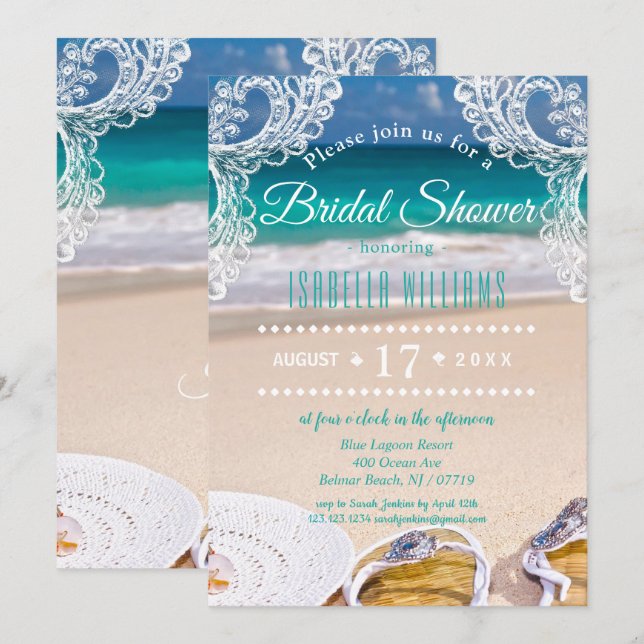 Summer Bridal Dusche von Ocean Beach Einladung (Vorne/Hinten)