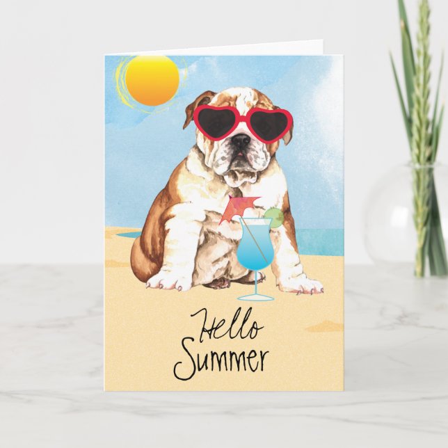 Summer Bulldog Karte (Vorderseite)