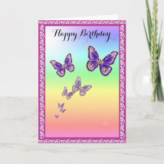 Summer Butterflies.Happy Birthday Karte