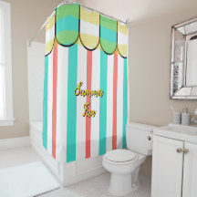 Summer Cabana Turquoise Coral Yellow Stripes