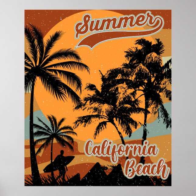 Summer California Beach Vintage Poster (Vorne)
