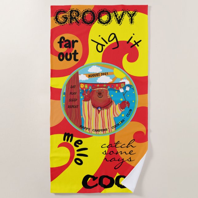Summer Camp Beach Towel Groovy Bär Strandtuch (Vorderseite)
