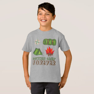 Summer Camp Forever Kompass Schlafsäcke Zelt Feuer T-Shirt