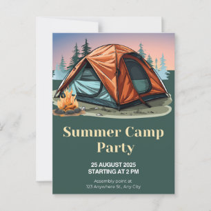 Summer Camp Party Einladung - Abenteuer im Freien Postkarte
