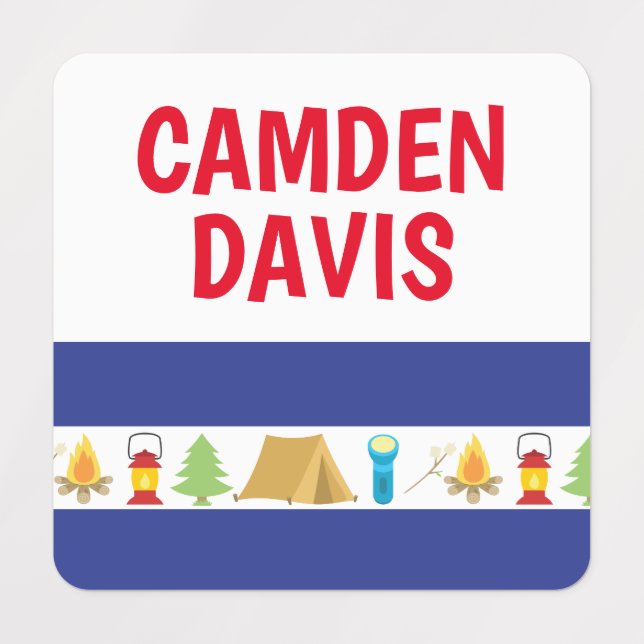 Summer Camp Personalisiert Bekleidungsmarken Etiketten (Design 1)