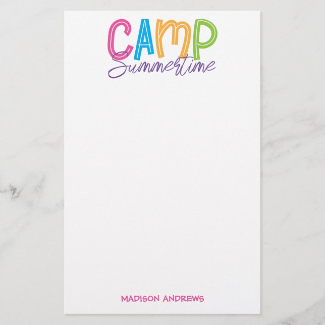 Summer Camp Personalisiert Stationierung Briefpapier (Vorderseite)