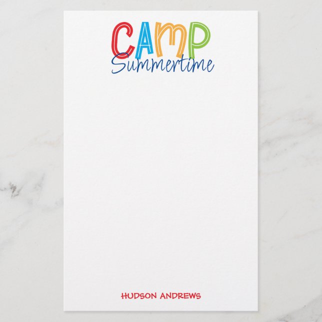 Summer Camp Personalisiert Stationierung Briefpapier (Vorderseite)