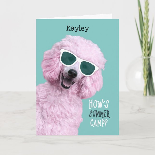 Summer Camp Pink Poodle Hallo von Zuhause Karte (Vorderseite)