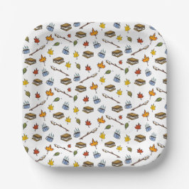 Summer Camp S'mores Campfire Happy Camper Bonfire Pappteller