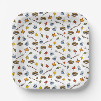 Summer Camp S'mores Campfire Happy Camper Bonfire Pappteller