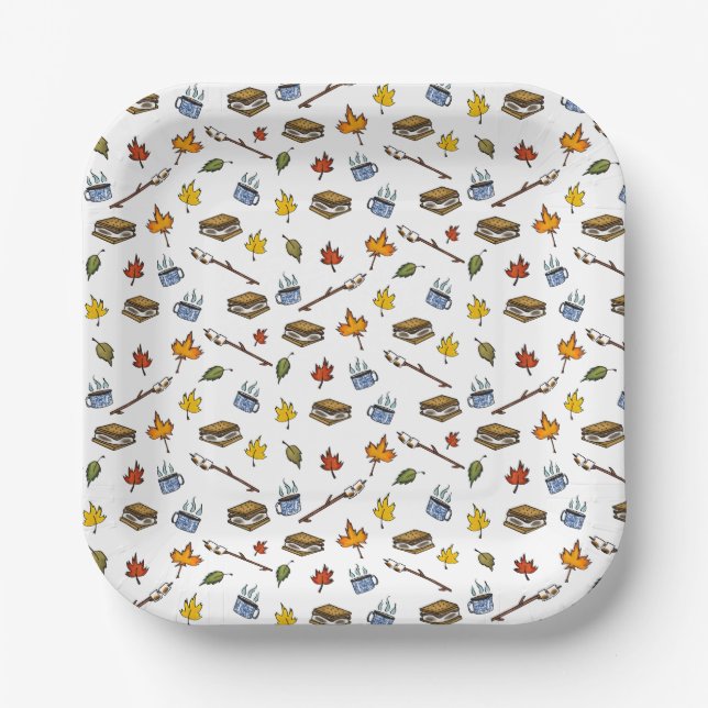 Summer Camp S'mores Campfire Happy Camper Bonfire Pappteller (Vorderseite)