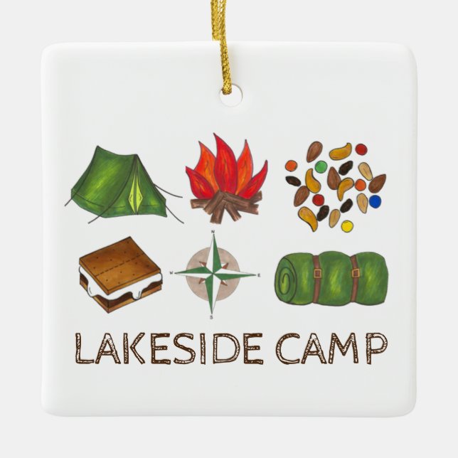 Summer Camp Zelt Campfire Kompass Keramikornament (Vorderseite)