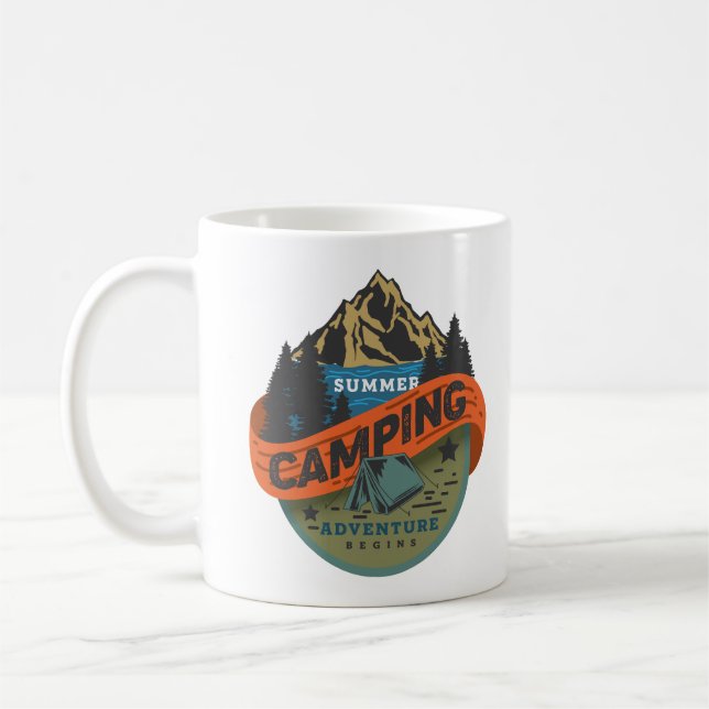 Summer Camping Adventure beginnt Kaffeetasse (Links)