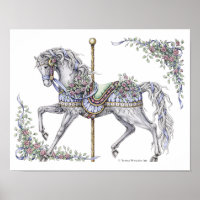 Summer Carousel Pen and Ink Zeichnend Poster