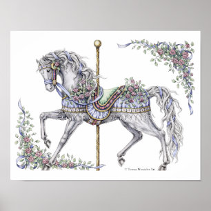 Summer Carousel Pen and Ink Zeichnend Poster