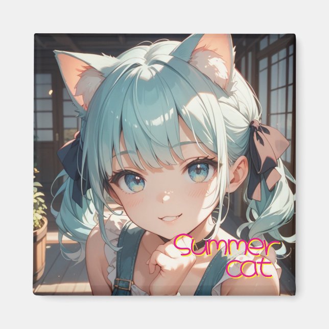 summer cat girl magnet (Vorne)