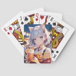 summer  cat Girl Spielkarten