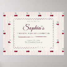 Summer Cherry Picnic Scalloped Birthday Welcome