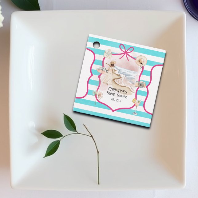 Summer Chic Beach and Waves Brautparty Geschenkanhänger (Von Creator hochgeladen)