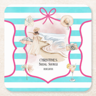 Summer Chic Beach and Waves Brautparty Rechteckiger Pappuntersetzer