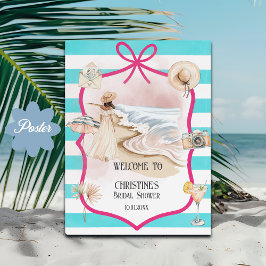 Summer Chic Beach and Waves Bridal Shower Welcome Poster