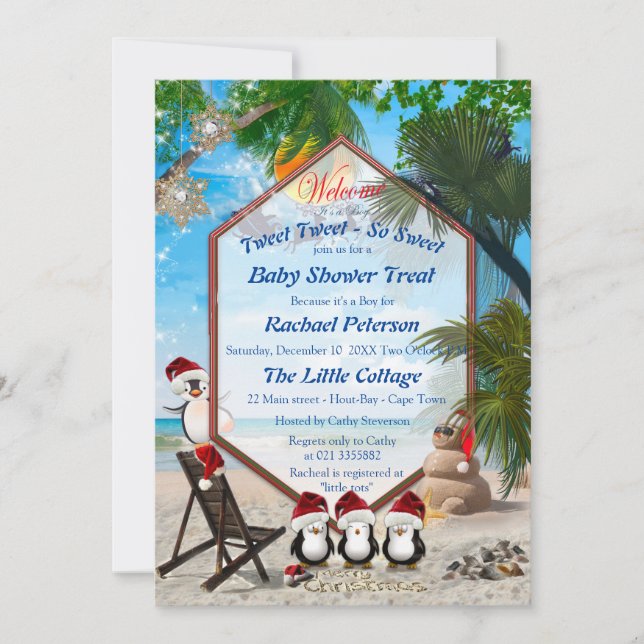 Summer Christmas Baby Dusche Einladung (Vorderseite)