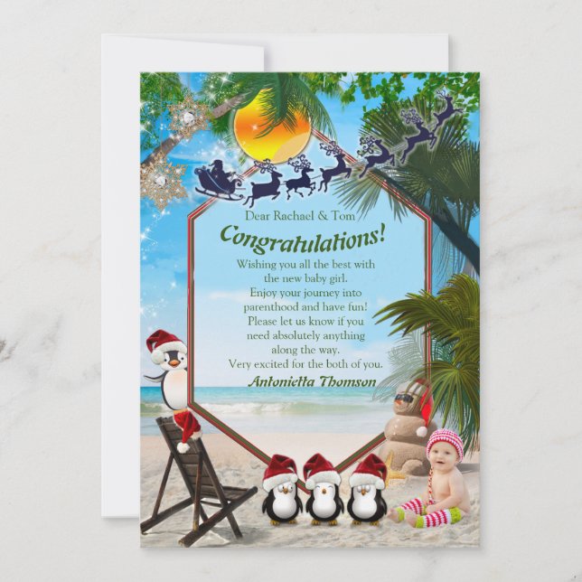 Summer Christmas Baby Showkarte Glückwünsche Einladung (Vorderseite)