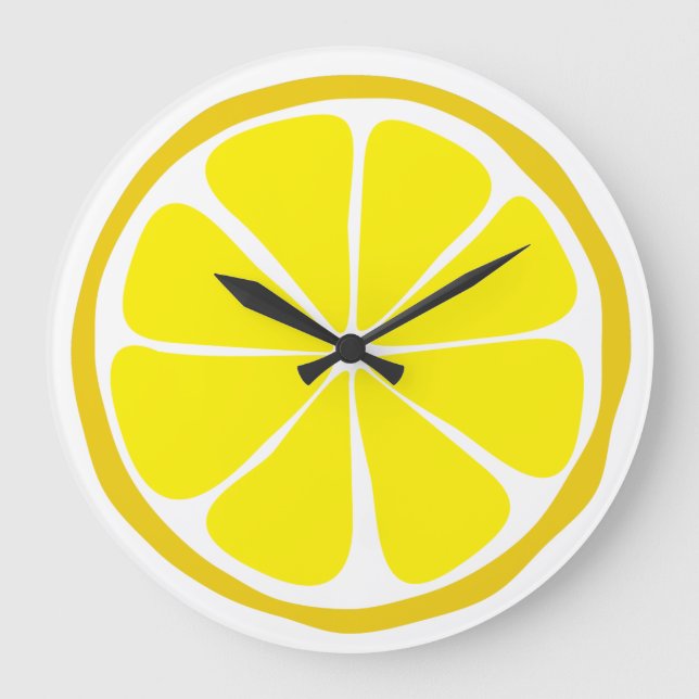 Summer Citrus Lemon Wall Clock Große Wanduhr (Vorderseite)
