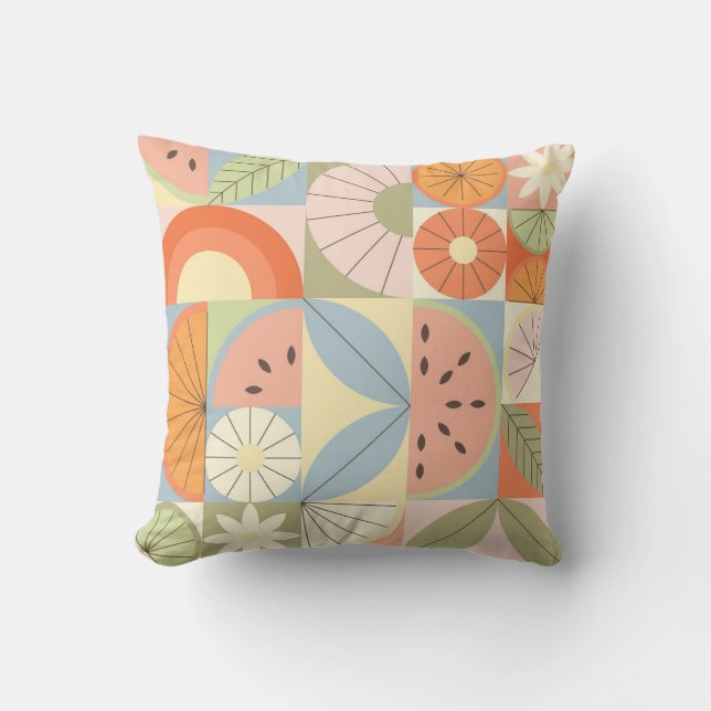 Summer Citrus Watermelon: Abstrakt geometrische Se Kissen (Vorderseite)