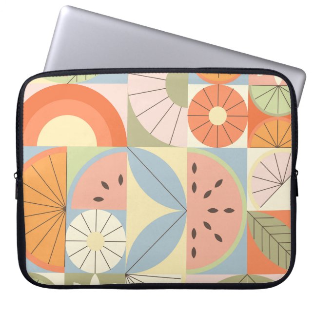 Summer Citrus Watermelon: Abstrakt geometrische Se Laptopschutzhülle (Vorderseite)