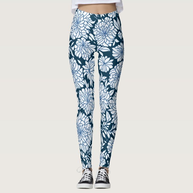 Summer Classic Simple Floral LuLaRoe White Leggings (Vorderseite)