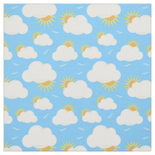 Summer Clouds und Sunshine Sky Gemustert Stoff