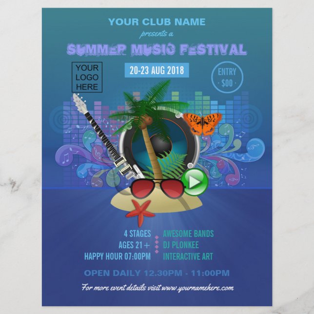 Summer Club Beach Party hinzufügen Foto und Logo e Flyer (Vorne)