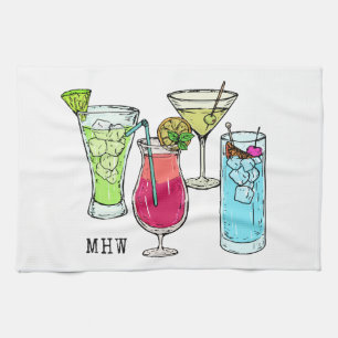 Summer Cocktails Custom Monogram Küchentuch