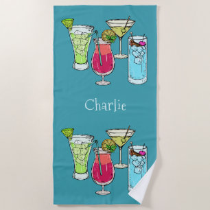 Summer Cocktails individuelle Name Strandtuch