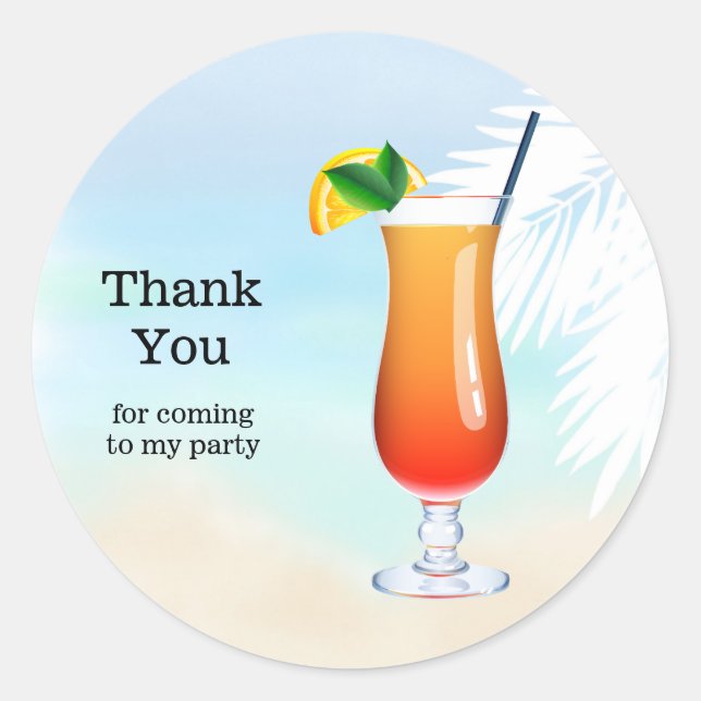 Summer Cocktails Runder Aufkleber (Vorderseite)