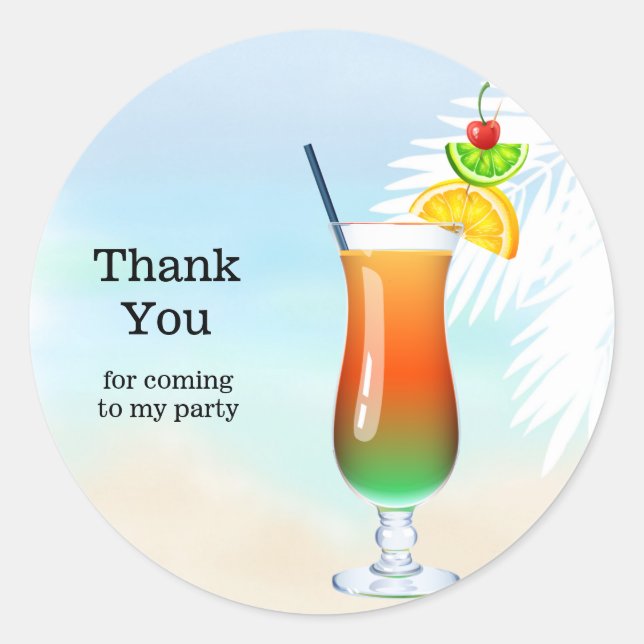 Summer Cocktails Runder Aufkleber (Vorderseite)