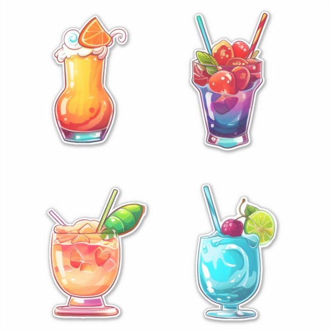 Summer Cocktails - Set 5 - Aufkleber (Vorderseite)