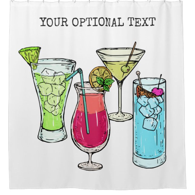 Summer Cocktails texte personnalisé rideau de douc (Devant)