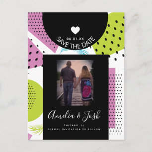 Summer Collage Shapes Pattern Save the Date Postkarte