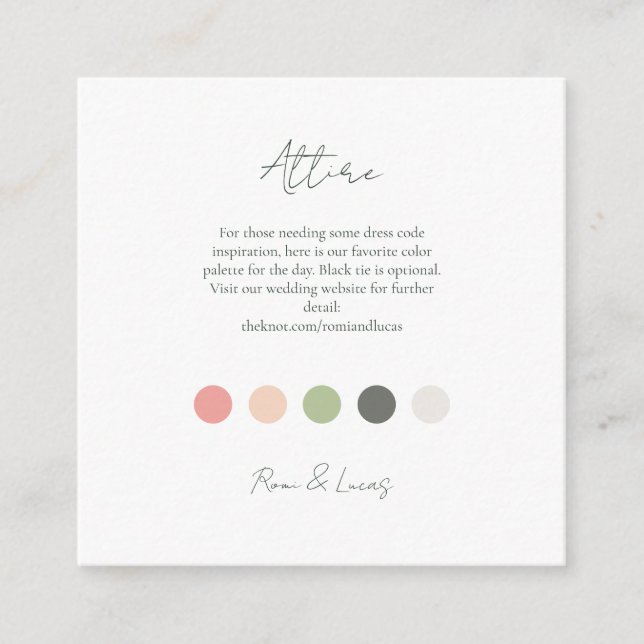 Summer Color Dot Wedding Kleid Code Umschließungen Begleitkarte (Vorderseite)