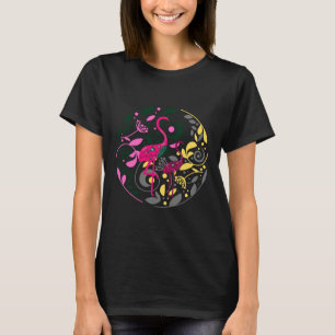 Summer Colorful Flamingo Circle Leaf Frauen T-Shirt