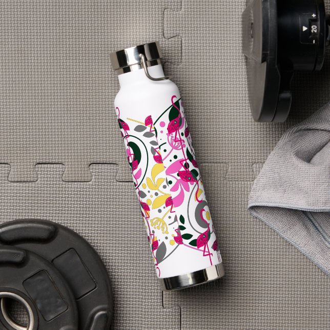Summer Colorful Flamingo Circle Leaf Trinkflasche (Fitnessstudio)