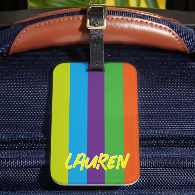 Summer Colorful Stripes Personalisiert Gepäckanhänger (Vorderseite Insitu 2)