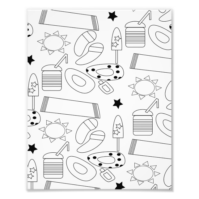 Summer Coloring Mat Beach Thema Fotodruck (Vorne)