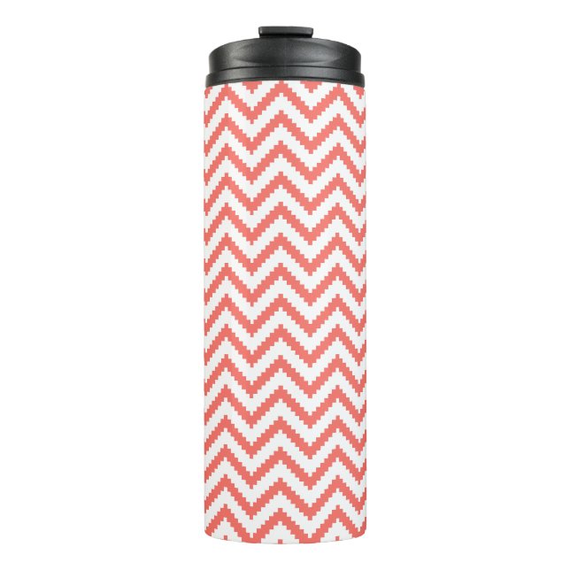 Summer Coral Aztec Zickzack Thermosbecher (Vorderseite)