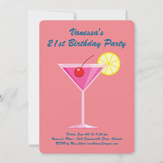 Summer Coral & Pink 21. Geburtstag Party Einladung